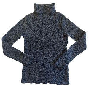 Sundance Women’s Champlain Knit Turtleneck Sweater Blue Small EUC Silk Cotton